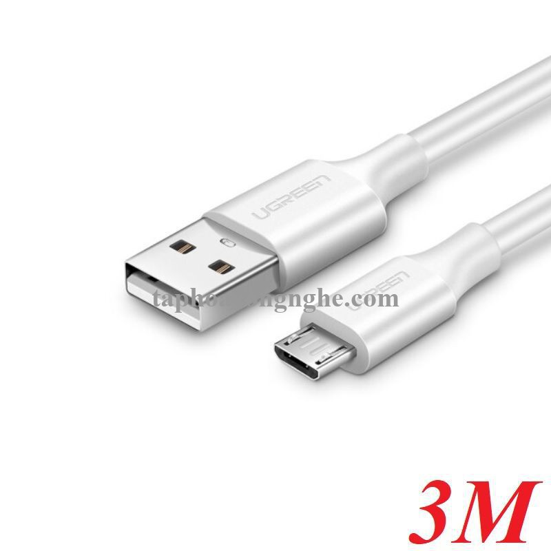 Ugreen 60223 3M micro usb 2.0 màu Trắng Cáp hỗ trợ sạc nhanh và truyền dữ liệu US289 30060223